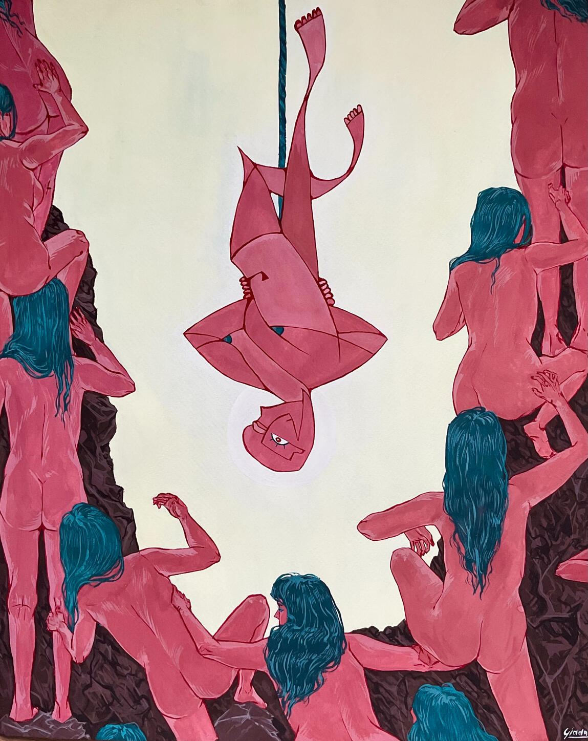 The hanged man - gouache on paper